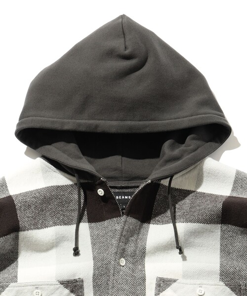 BEAMS（ビームス）の「BEAMS / フード ネル チェック シャツ（シャツ/ブラウス・メンズ・グレー/ブラウン・S/M/L/XL）」の7枚目の写真
