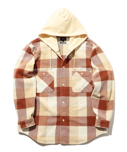 BEAMS（ビームス）の「BEAMS / フード ネル チェック シャツ（シャツ/ブラウス・メンズ・グレー/ブラウン・S/M/L/XL）」の5枚目の写真