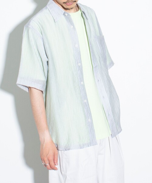 GLOSTER（グロスター）の「【GLOSTER/グロスター】シアーシャツ チェック レギュラーカラー（シャツ/ブラウス・メンズ・ブラック/ベージュ/グレー・S/M/L）」の9枚目の写真