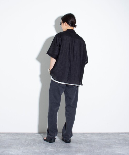 GLOSTER（グロスター）の「【GLOSTER/グロスター】シアーシャツ チェック レギュラーカラー（シャツ/ブラウス・メンズ・ブラック/ベージュ/グレー・S/M/L）」の14枚目の写真