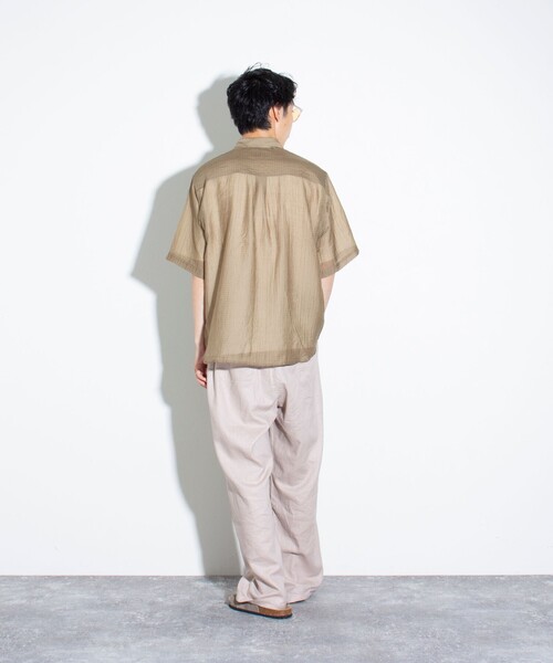 GLOSTER（グロスター）の「【GLOSTER/グロスター】シアーシャツ チェック レギュラーカラー（シャツ/ブラウス・メンズ・ブラック/ベージュ/グレー・S/M/L）」の15枚目の写真