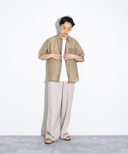 GLOSTER（グロスター）の「【GLOSTER/グロスター】シアーシャツ チェック レギュラーカラー（シャツ/ブラウス・メンズ・ブラック/ベージュ/グレー・S/M/L）」の11枚目の写真