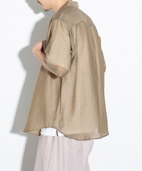 GLOSTER（グロスター）の「【GLOSTER/グロスター】シアーシャツ チェック レギュラーカラー（シャツ/ブラウス・メンズ・ブラック/ベージュ/グレー・S/M/L）」の20枚目の写真