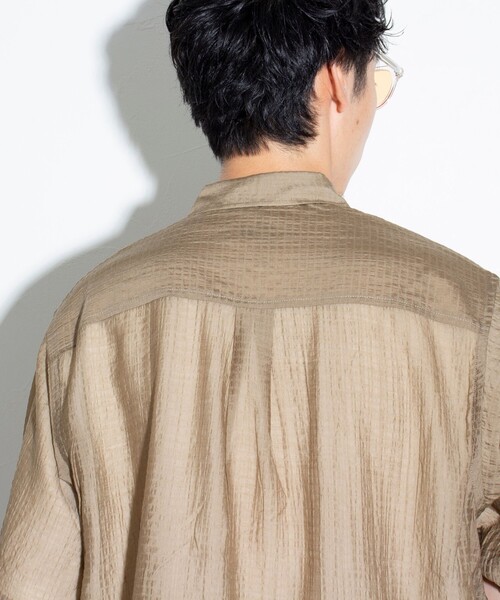 GLOSTER（グロスター）の「【GLOSTER/グロスター】シアーシャツ チェック レギュラーカラー（シャツ/ブラウス・メンズ・ブラック/ベージュ/グレー・S/M/L）」の12枚目の写真