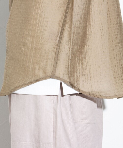 GLOSTER（グロスター）の「【GLOSTER/グロスター】シアーシャツ チェック レギュラーカラー（シャツ/ブラウス・メンズ・ブラック/ベージュ/グレー・S/M/L）」の8枚目の写真