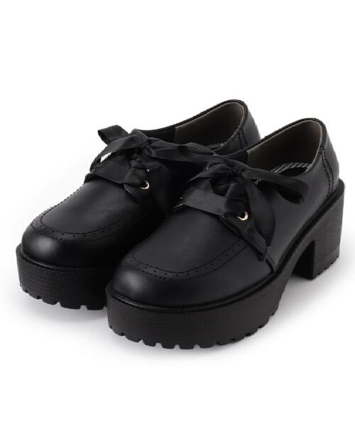 cs T&P(シーエスティーアンドピー)の「厚底サテンリボンレースアップヒールシューズ(パンプス・レディース・ブラック系1/アイボリー/ブラック/ダークブラウン/ブラック系8・S/M/L/LL/XL)」の8枚目の写真