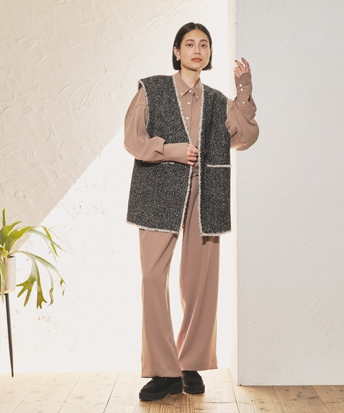 audrey and john wad（オードリーアンドジョンワッド）の「ヘリンボーンツイードロングベスト（ベスト・レディース・グレー/ブラウン/ブラック・FREE）」の8枚目の写真