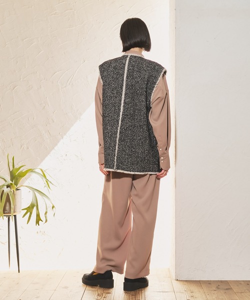 audrey and john wad（オードリーアンドジョンワッド）の「ヘリンボーンツイードロングベスト（ベスト・レディース・グレー/ブラウン/ブラック・FREE）」の9枚目の写真