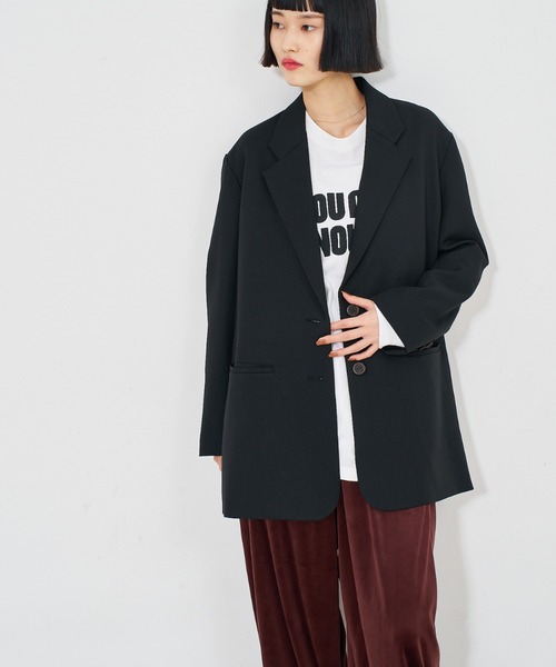 ノミネ オーバーサイズ レザーテーラードジャケット ブラック オーバーサイズレザージャケット（テーラードジャケット）｜NEUNA