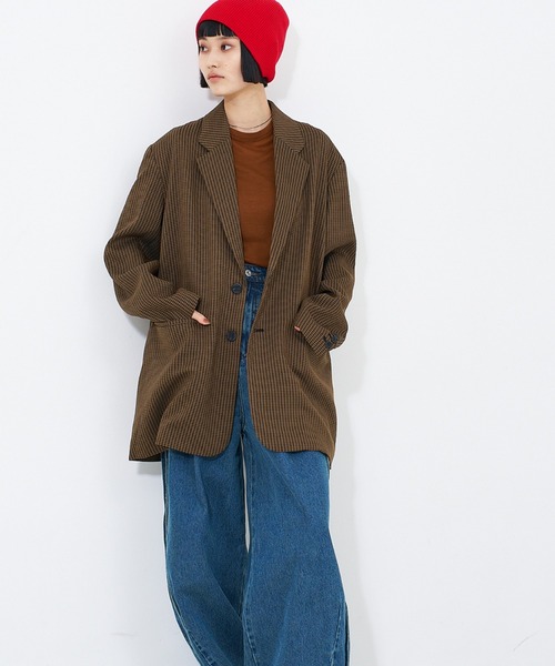 ユニセックス】オーバーサイズ テーラードジャケット（チェック・無地