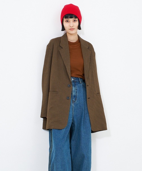 ユニセックス】オーバーサイズ テーラードジャケット（チェック