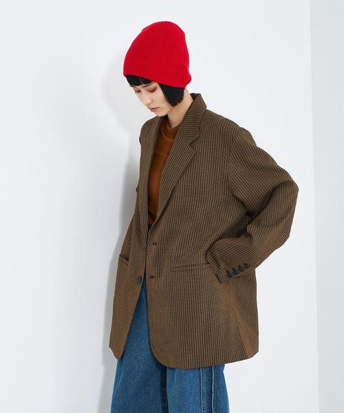 NOMINE（ノミネ）の「【ユニセックス】オーバーサイズ テーラードジャケット（チェック・無地）（テーラードジャケット・レディース・ベージュ/グレー/ブラウン/ブラック/モカ・フリー/L/M）」の12枚目の写真