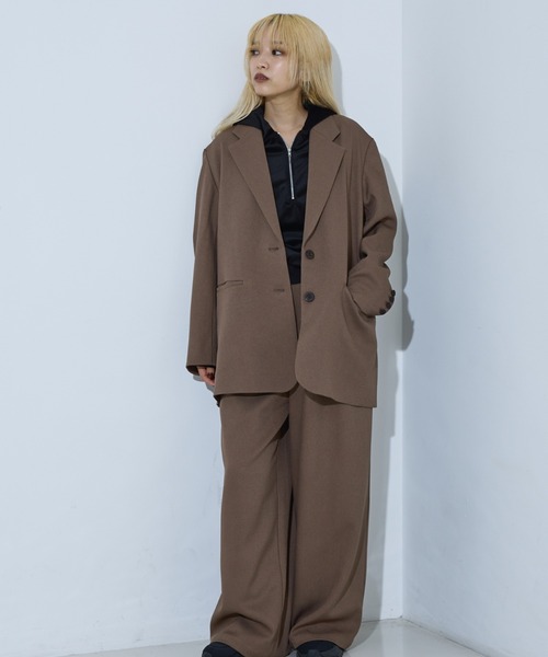 ユニセックス】オーバーサイズ テーラードジャケット（チェック・無地