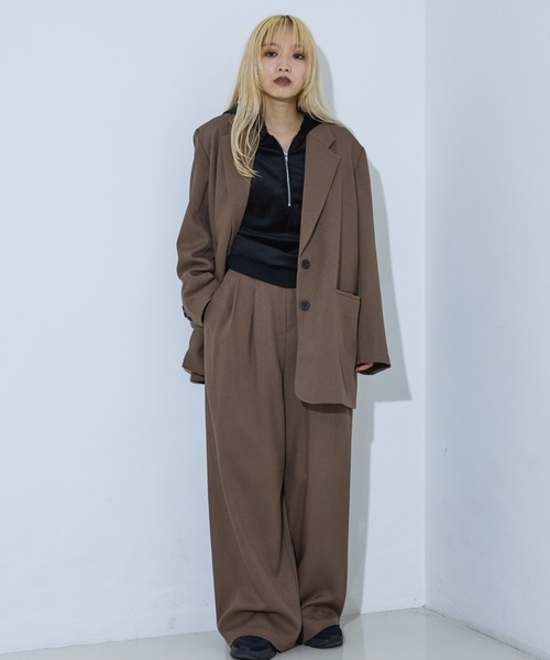 ユニセックス】オーバーサイズ テーラードジャケット（チェック・無地