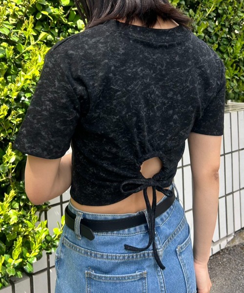 mebole(メボレ)の「バッグリボンデザイントップス(Tシャツ/カットソー・レディース・ライトグレー/ダークグレー・FREE)」の1枚目の写真