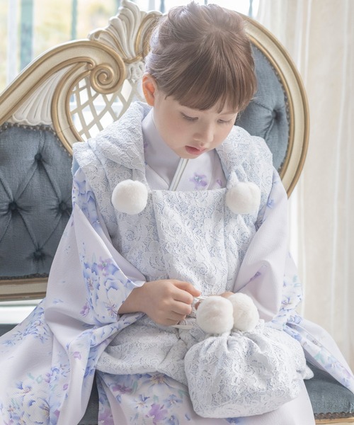 Catherine Cottage(キャサリンコテージ)の「ぽんぽんレース巾着(和装小物・キッズ・オフホワイト/サックスブルー/ピンク・FREE)」の6枚目の写真