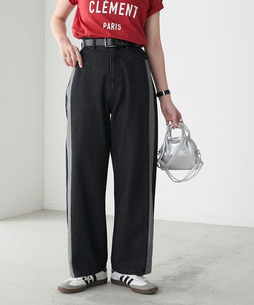 BONLECILL（ボンルシール）の「サイドラインハイウエストストレート