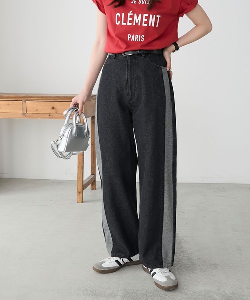 BONLECILL(ボンルシール)の「サイドラインハイウエストストレートデニムパンツ(デニムパンツ・レディース・ブルー/ネイビー/ブラック・L/M/S)」の19枚目の写真