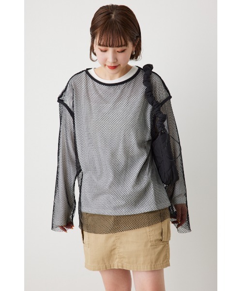 RODEO CROWNS WIDE BOWL（ロデオクラウンズワイドボウル）の「L/S メッシュトップスセット（Tシャツ/カットソー・レディース・グリーン系その他/オフホワイト/ブラック・FREE）」の17枚目の写真