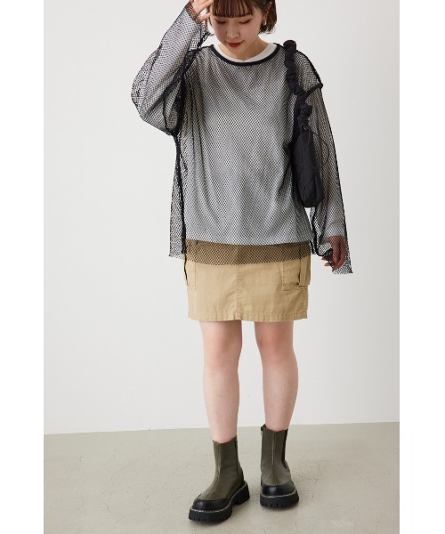 RODEO CROWNS WIDE BOWL（ロデオクラウンズワイドボウル）の「L/S メッシュトップスセット（Tシャツ/カットソー・レディース・グリーン系その他/オフホワイト/ブラック・FREE）」の21枚目の写真