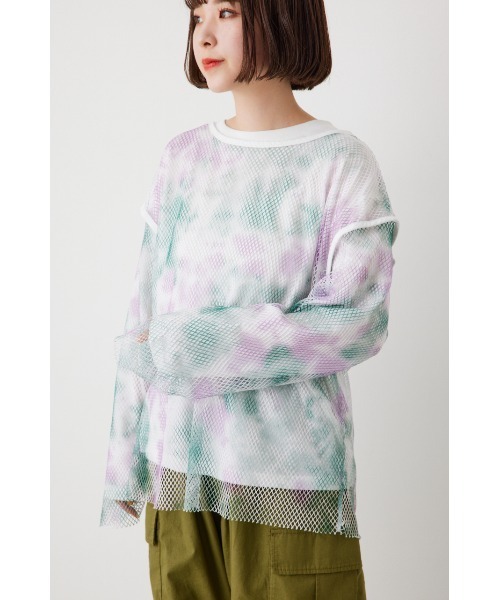 RODEO CROWNS WIDE BOWL（ロデオクラウンズワイドボウル）の「L/S メッシュトップスセット（Tシャツ/カットソー・レディース・グリーン系その他/オフホワイト/ブラック・FREE）」の5枚目の写真