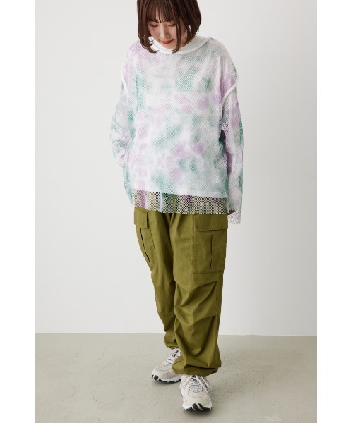 RODEO CROWNS WIDE BOWL（ロデオクラウンズワイドボウル）の「L/S メッシュトップスセット（Tシャツ/カットソー・レディース・グリーン系その他/オフホワイト/ブラック・FREE）」の8枚目の写真