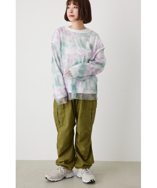 RODEO CROWNS WIDE BOWL（ロデオクラウンズワイドボウル）の「L/S メッシュトップスセット（Tシャツ/カットソー・レディース・グリーン系その他/オフホワイト/ブラック・FREE）」の9枚目の写真