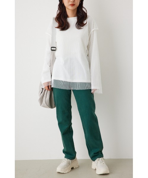 RODEO CROWNS WIDE BOWL（ロデオクラウンズワイドボウル）の「L/S メッシュトップスセット（Tシャツ/カットソー・レディース・グリーン系その他/オフホワイト/ブラック・FREE）」の11枚目の写真