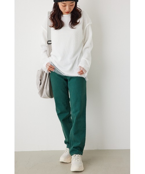 RODEO CROWNS WIDE BOWL（ロデオクラウンズワイドボウル）の「L/S メッシュトップスセット（Tシャツ/カットソー・レディース・グリーン系その他/オフホワイト/ブラック・FREE）」の12枚目の写真