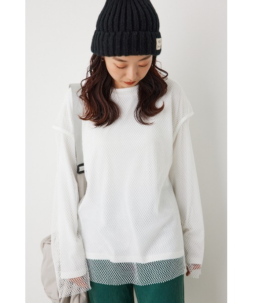 RODEO CROWNS WIDE BOWL（ロデオクラウンズワイドボウル）の「L/S メッシュトップスセット（Tシャツ/カットソー・レディース・グリーン系その他/オフホワイト/ブラック・FREE）」の13枚目の写真