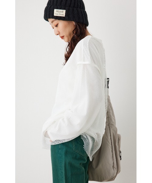 RODEO CROWNS WIDE BOWL（ロデオクラウンズワイドボウル）の「L/S メッシュトップスセット（Tシャツ/カットソー・レディース・グリーン系その他/オフホワイト/ブラック・FREE）」の14枚目の写真