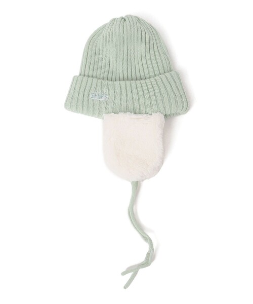 SHIPS（シップス）の「SHIPS KIDS:フェイクファー フラップ ワッチ（ニットキャップ/ビーニー・キッズ・ベージュ/サックスブルー/ライトグレー/ネイビー/ミント・ONE SIZE）」の3枚目の写真