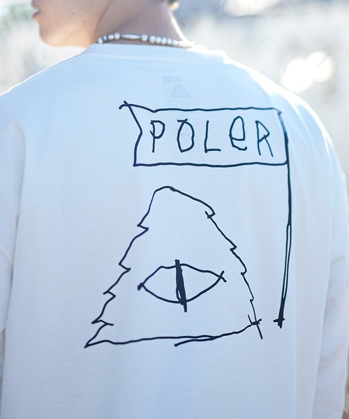 POLeR（ポーラー）の「【ムラサキスポーツ別注】POLER/ポーラー ロンＴ 吸汗速乾 バックプリント 胸刺繍 クルーネック 232MCV4013（Tシャツ/カットソー・メンズ・ホワイト×ブラック/ブラック×ホワイト・M/L/XL）」の10枚目の写真