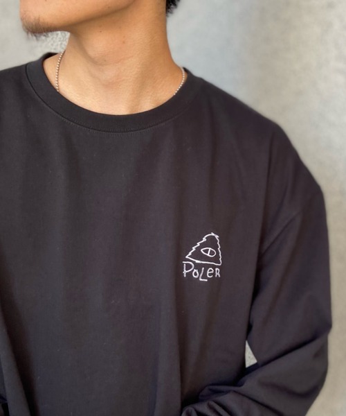 POLeR（ポーラー）の「【ムラサキスポーツ別注】POLER/ポーラー ロンＴ 吸汗速乾 バックプリント 胸刺繍 クルーネック 232MCV4013（Tシャツ/カットソー・メンズ・ホワイト×ブラック/ブラック×ホワイト・M/L/XL）」の16枚目の写真