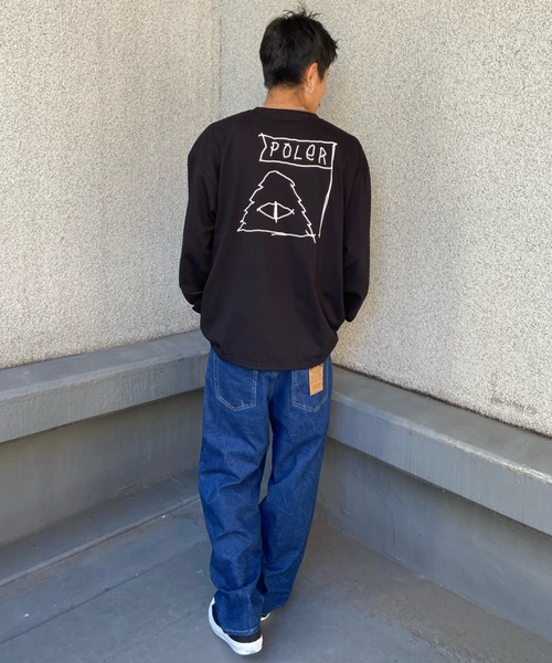 POLeR（ポーラー）の「【ムラサキスポーツ別注】POLER/ポーラー ロンＴ 吸汗速乾 バックプリント 胸刺繍 クルーネック 232MCV4013（Tシャツ/カットソー・メンズ・ホワイト×ブラック/ブラック×ホワイト・M/L/XL）」の15枚目の写真