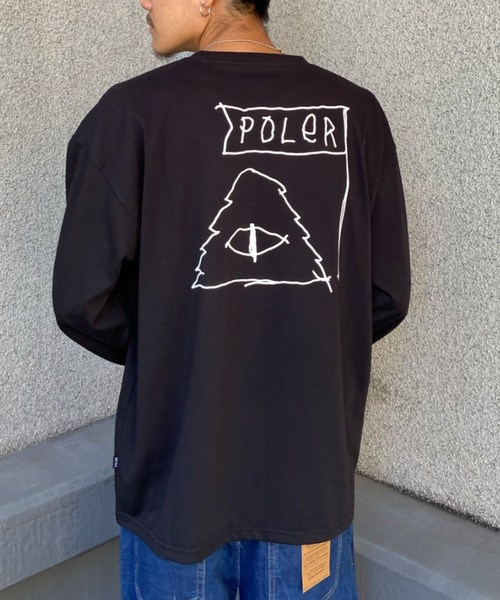 POLeR（ポーラー）の「【ムラサキスポーツ別注】POLER/ポーラー ロンＴ 吸汗速乾 バックプリント 胸刺繍 クルーネック 232MCV4013（Tシャツ/カットソー・メンズ・ホワイト×ブラック/ブラック×ホワイト・M/L/XL）」の12枚目の写真