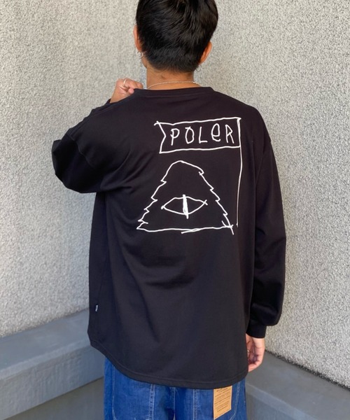 POLeR（ポーラー）の「【ムラサキスポーツ別注】POLER/ポーラー ロンＴ 吸汗速乾 バックプリント 胸刺繍 クルーネック 232MCV4013（Tシャツ/カットソー・メンズ・ホワイト×ブラック/ブラック×ホワイト・M/L/XL）」の13枚目の写真
