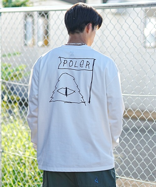 POLeR（ポーラー）の「【ムラサキスポーツ別注】POLER/ポーラー ロンＴ 吸汗速乾 バックプリント 胸刺繍 クルーネック 232MCV4013（Tシャツ/カットソー・メンズ・ホワイト×ブラック/ブラック×ホワイト・M/L/XL）」の5枚目の写真