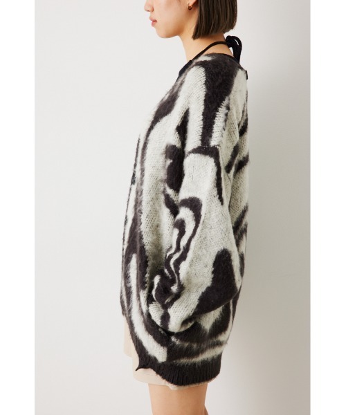 RODEO CROWNS WIDE BOWL（ロデオクラウンズワイドボウル）の「パターンシャギーニットカーディガン（カーディガン/ボレロ・レディース・ベージュ系その他/ターコイズブルー/グリーン系その他/グレー系その他/ホワイト系その他/ブラック系その他/パープル系その他・LARGE/MEDIUM）」の9枚目の写真