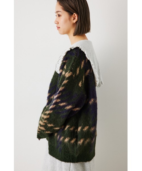 RODEO CROWNS WIDE BOWL（ロデオクラウンズワイドボウル）の「パターンシャギーニットカーディガン（カーディガン/ボレロ・レディース・ベージュ系その他/ターコイズブルー/グリーン系その他/グレー系その他/ホワイト系その他/ブラック系その他/パープル系その他・LARGE/MEDIUM）」の19枚目の写真