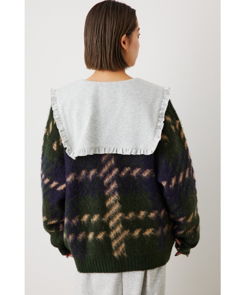 RODEO CROWNS WIDE BOWL（ロデオクラウンズワイドボウル）の「パターンシャギーニットカーディガン（カーディガン/ボレロ・レディース・ベージュ系その他/ターコイズブルー/グリーン系その他/グレー系その他/ホワイト系その他/ブラック系その他/パープル系その他・LARGE/MEDIUM）」の20枚目の写真