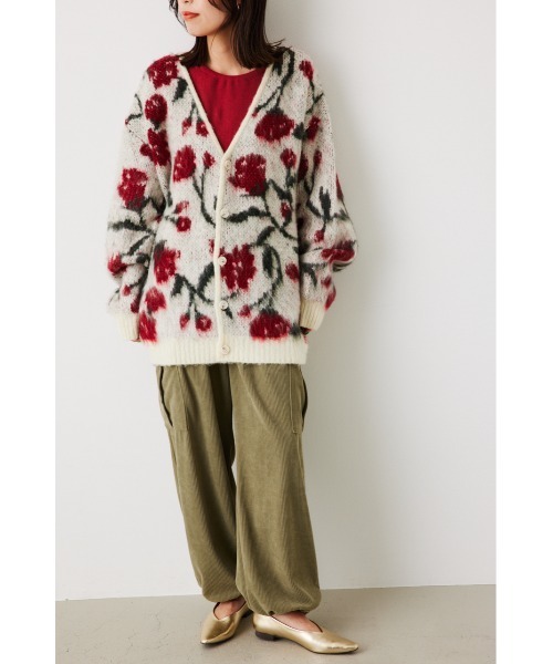 RODEO CROWNS WIDE BOWL（ロデオクラウンズワイドボウル）の「パターンシャギーニットカーディガン（カーディガン/ボレロ・レディース・ベージュ系その他/ターコイズブルー/グリーン系その他/グレー系その他/ホワイト系その他/ブラック系その他/パープル系その他・LARGE/MEDIUM）」の15枚目の写真