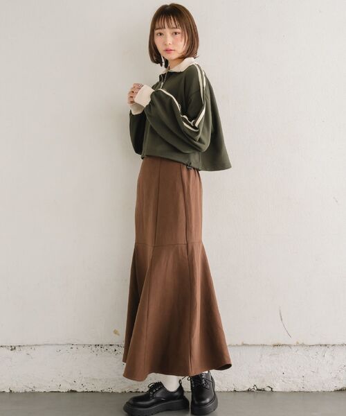RETRO GIRL（レトロガール）の「ラインハーフZIPトレーナー（Tシャツ/カットソー・レディース・ナチュラル/ブルー/チャコールグレー・FREE）」の13枚目の写真