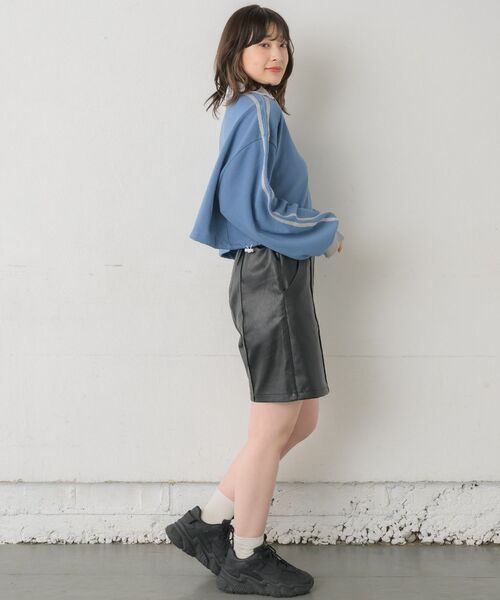 RETRO GIRL（レトロガール）の「ラインハーフZIPトレーナー（Tシャツ/カットソー・レディース・ナチュラル/ブルー/チャコールグレー・FREE）」の19枚目の写真