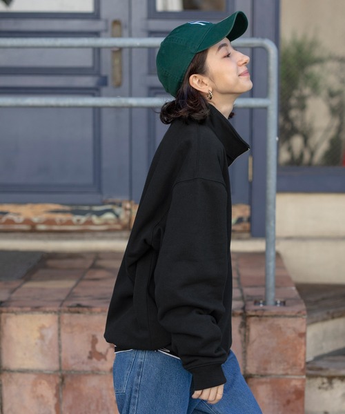 BARK MANHATTAN（バークマンハッタン）の「ヘビーウェイトUSAコットン ビッグシルエット 裏起毛ハーフジップスウェット/裾ドローコード（スウェット・メンズ・アッシュグレー/グレイッシュブルー/ベージュ/ブラック/モカ/カーキ・L/M）」の13枚目の写真