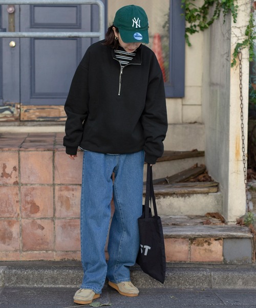 BARK MANHATTAN（バークマンハッタン）の「ヘビーウェイトUSAコットン ビッグシルエット 裏起毛ハーフジップスウェット/裾ドローコード（スウェット・メンズ・アッシュグレー/グレイッシュブルー/ベージュ/ブラック/モカ/カーキ・L/M）」の15枚目の写真