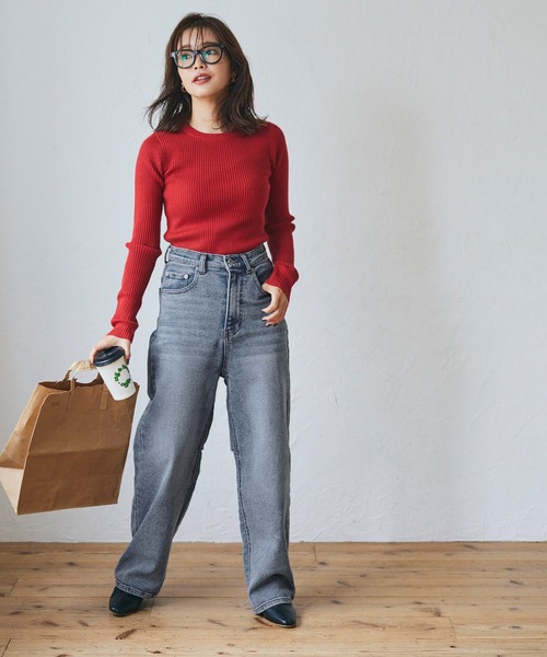 coca（coca）（コカ）の「【WEB限定セール】ストレッチカーブデニム（デニムパンツ・レディース・ライトブルー/ブルー・M/L/S）」の6枚目の写真