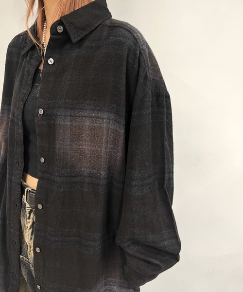 WHO'S WHO gallery（フーズフーギャラリー）の「ブラックダイチェックシャツ（シャツ/ブラウス・レディース・ブラック系その他/ブラック・FREE）」の4枚目の写真