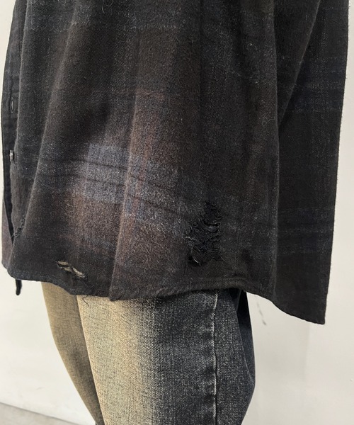 WHO'S WHO gallery（フーズフーギャラリー）の「ブラックダイチェックシャツ（シャツ/ブラウス・レディース・ブラック系その他/ブラック・FREE）」の7枚目の写真