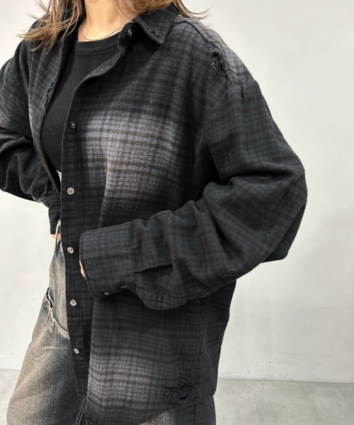 WHO'S WHO gallery（フーズフーギャラリー）の「ブラックダイチェックシャツ（シャツ/ブラウス・レディース・ブラック系その他/ブラック・FREE）」の10枚目の写真